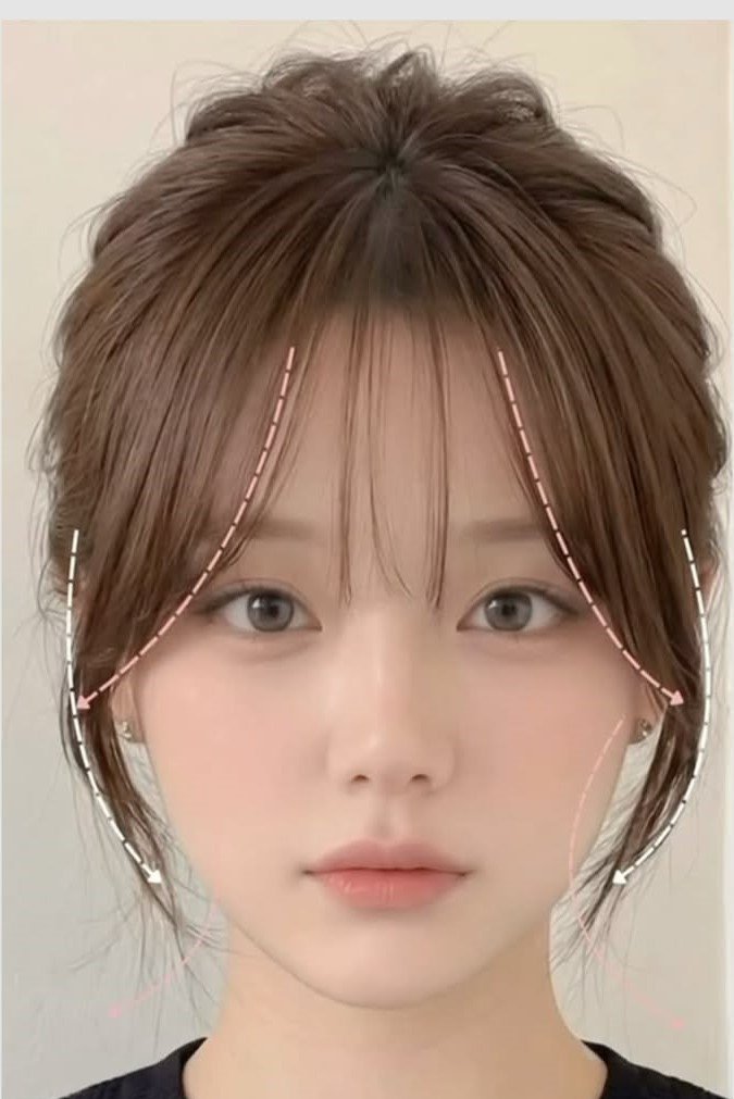 16. (Soft Air Fringe with Tapered Face-Framing Layers)