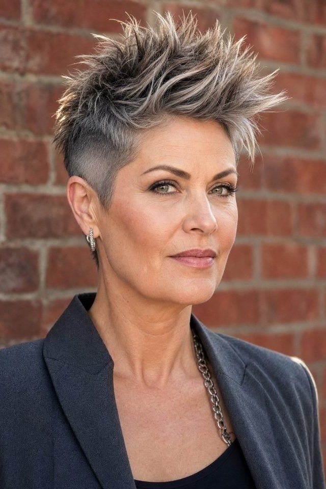 1. Edgy Grey Undercut with Spiky Top Cut