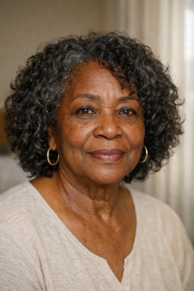 1. Shoulder-Length Salt-and-Pepper Curly Bob