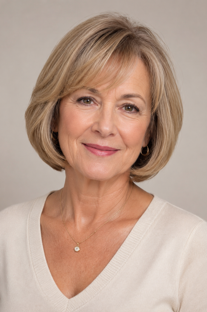 1. Soft Voluminous Bob with Side-Swept Bangs