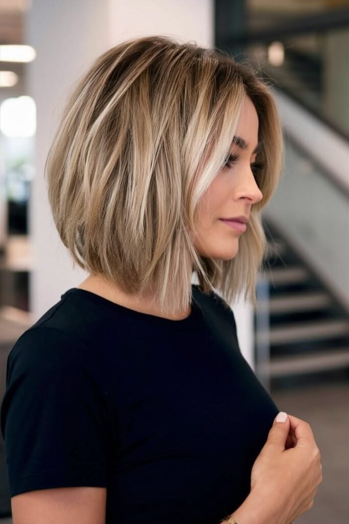 1. Textured Bright Blonde Textured Bob with Dark Roots