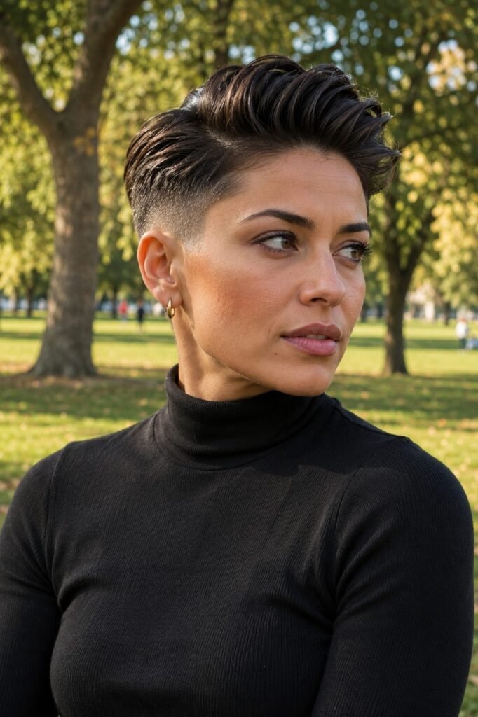 1. Voluminous Swept-Back Pixie Undercut