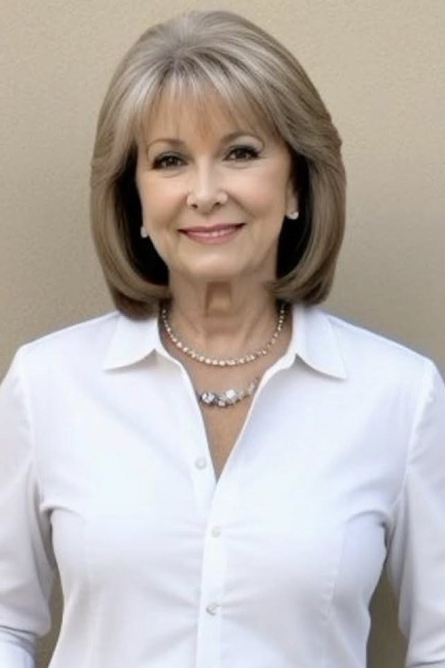 10. Classic Inward-Curled Bob with Full Fringe