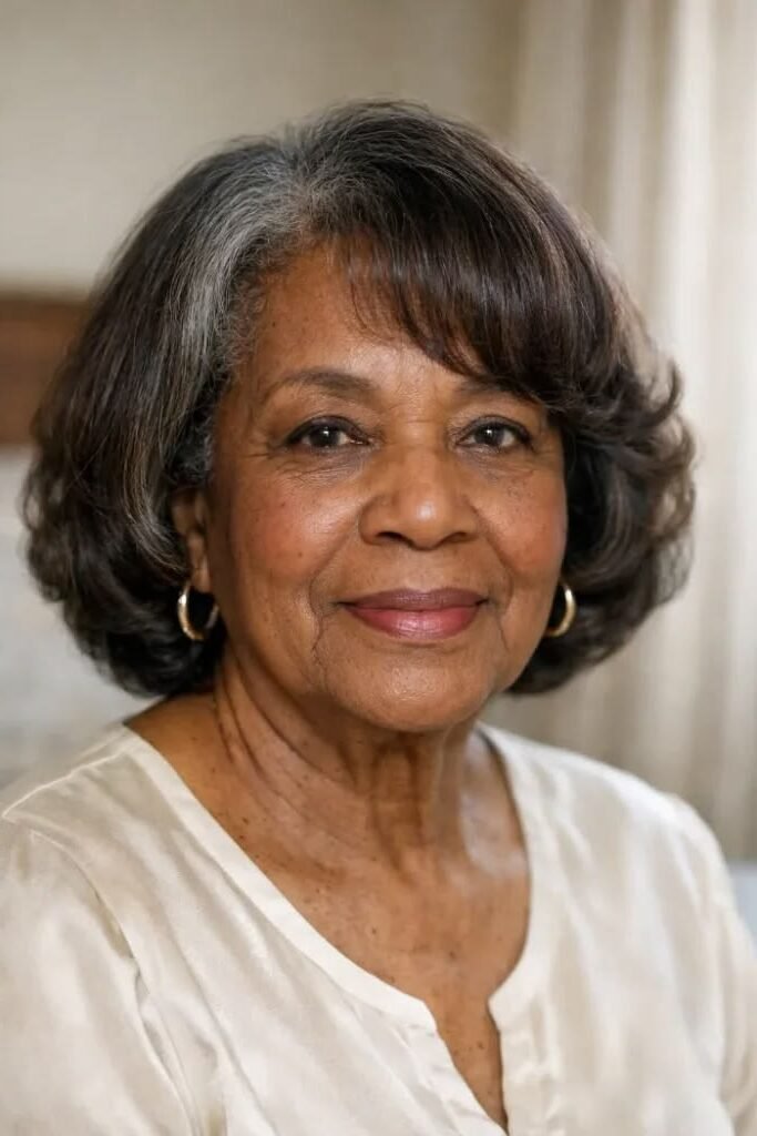 10. Feathered Voluminous Bob with Side-Swept Bangs