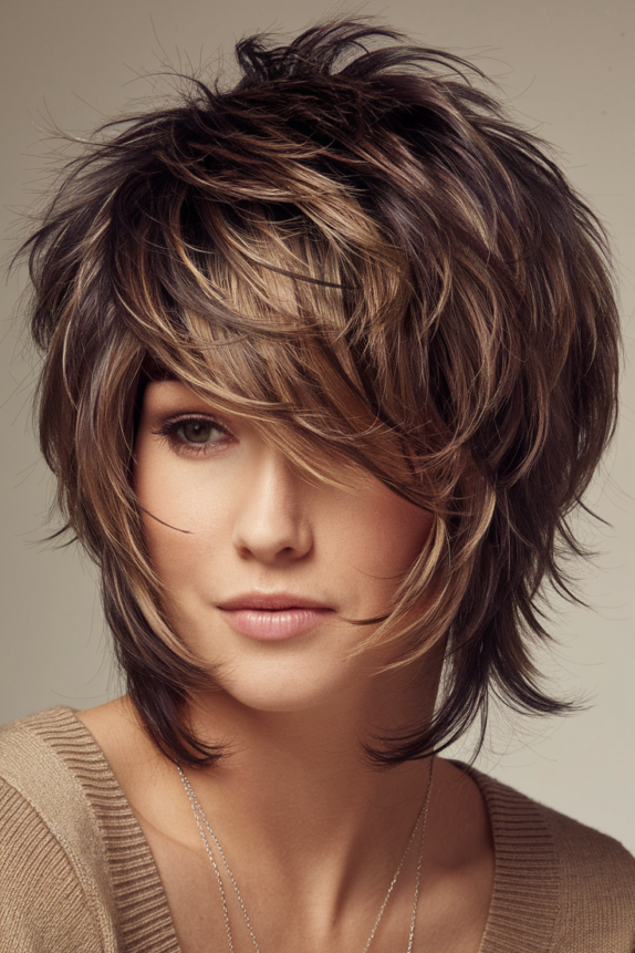 10. Multi-Layered Pixie Bob with Golden Highlights