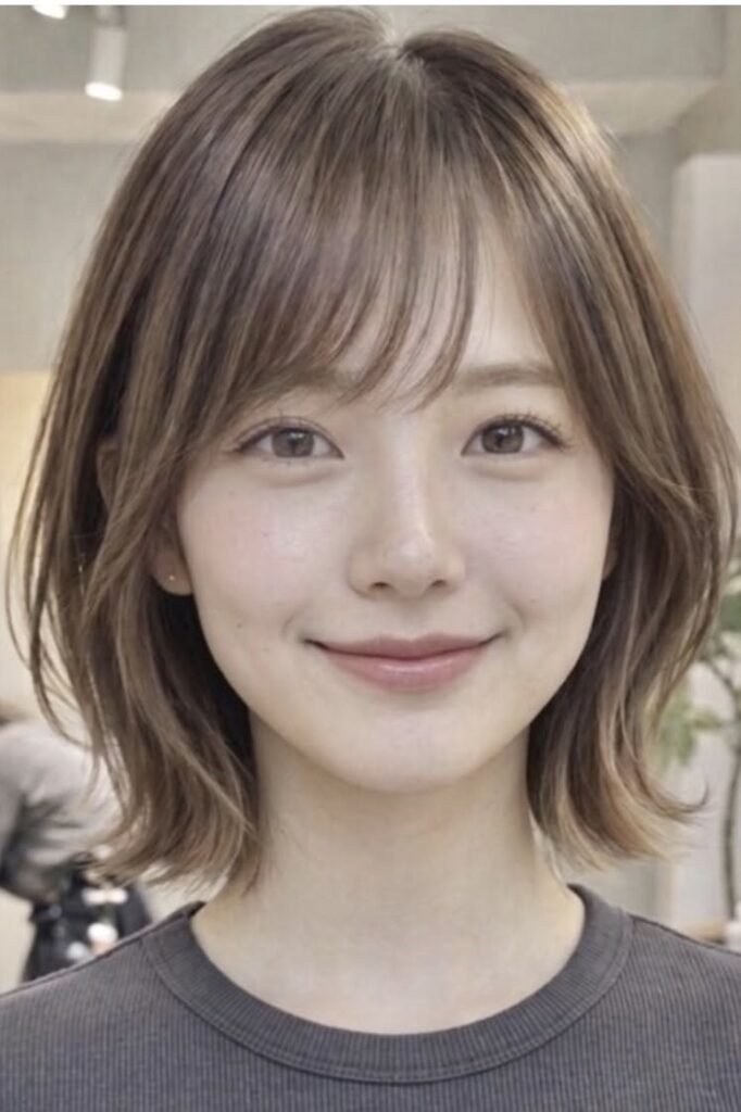 10. Soft Airy Short Bob with Wispy Side-Swept Bangs