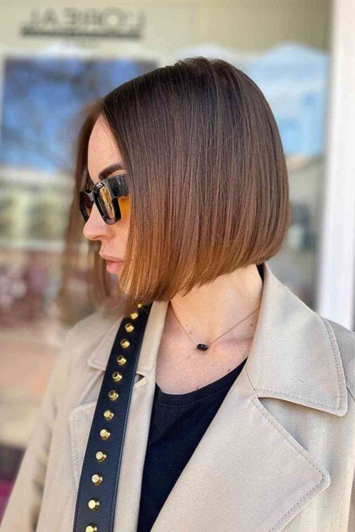 10. Straight Chestnut Brown Blunt Cut Bob
