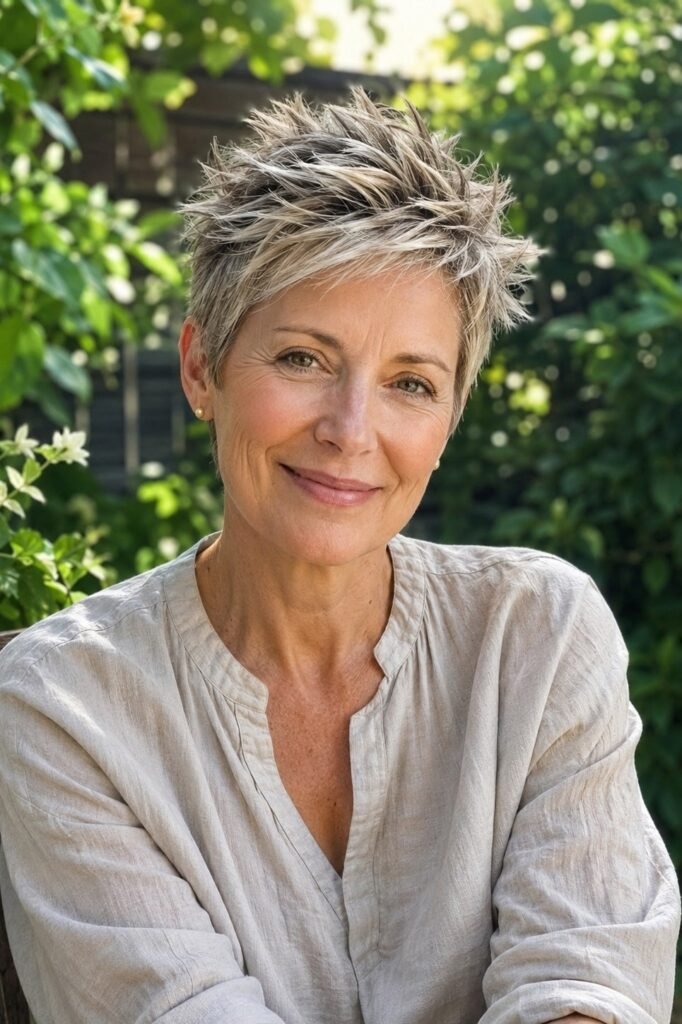 10. Sun-Kissed Blonde Spiky Pixie Cut