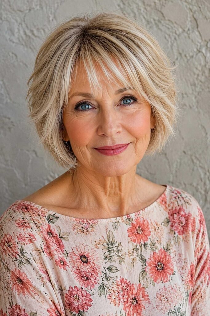 10. Texturised Blonde Bob with Wispy Bangs