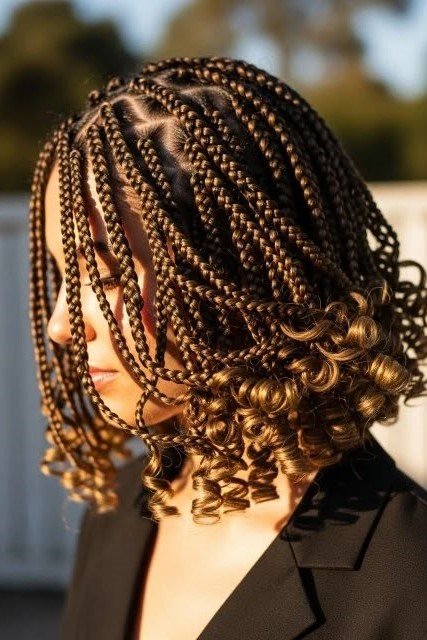 11. Sleek Box Braided Bob with Clean Center Part