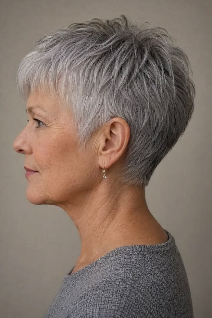 12. Short Tapered Textured Silver Pixie Cut