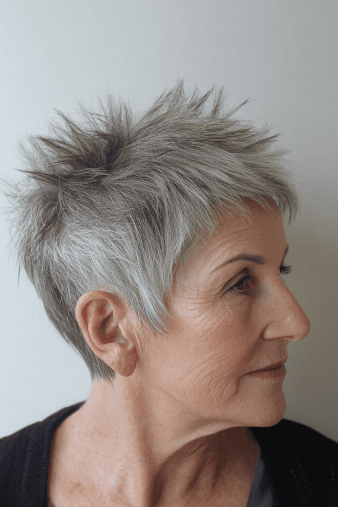 12. Short Textured Silver Crop with Crown Volume