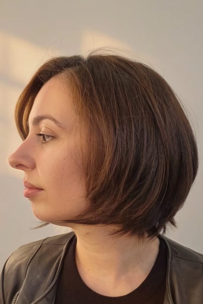 12. Soft Rounded Dark Brown Chin-Length Bob