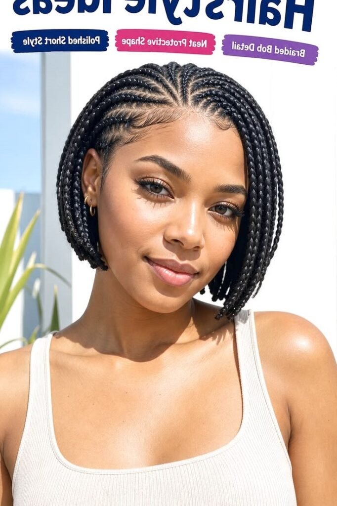 12. Wavy Blonde Bob with Crown Dutch Braid