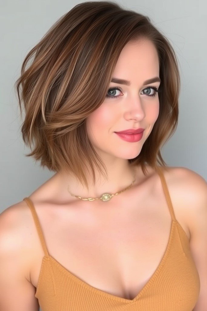 14. Voluminous Textured Short Bob with Side Parting
