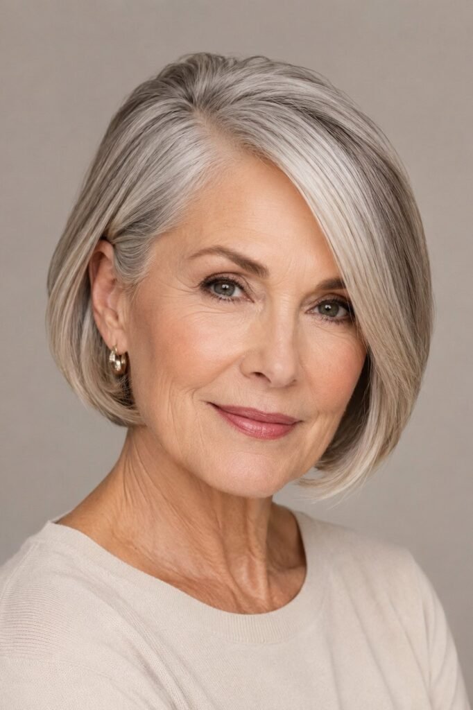 15. Classic Soft Curved Chin-Length Bob with Side Part