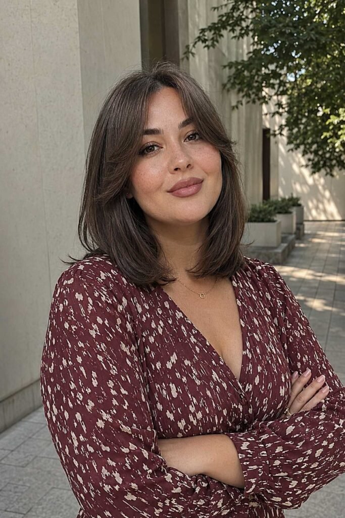 15. Collarbone-Length Bob with Soft Center-Parted Bangs