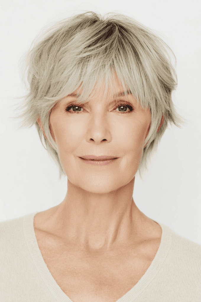 15. Light Platinum Blonde Pixie Shag with Soft Layers