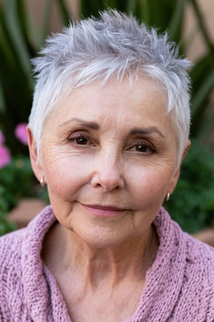 15. Ultra-Short Soft Spiky Silver Pixie Cut