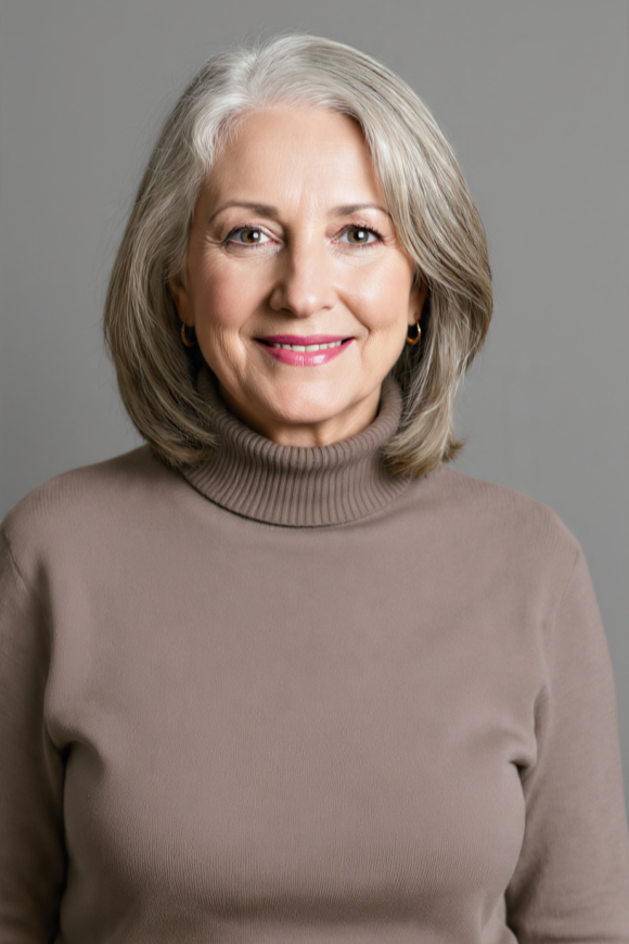 16. Classic Soft-Curled Silver Bob with Side Part