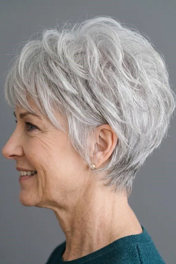 16. Textured Silver Pixie with Swept Crown Layers