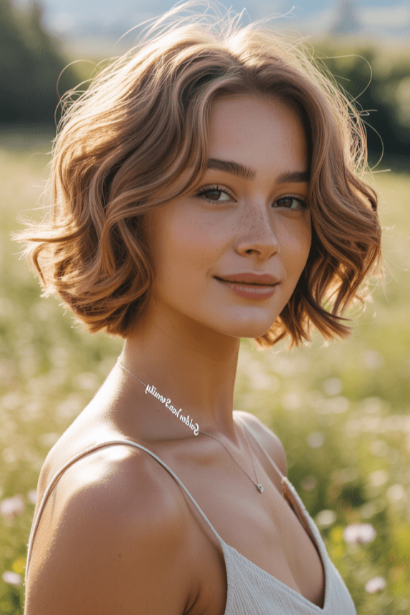 16. Tousled Honey Blonde Bob with Center Part