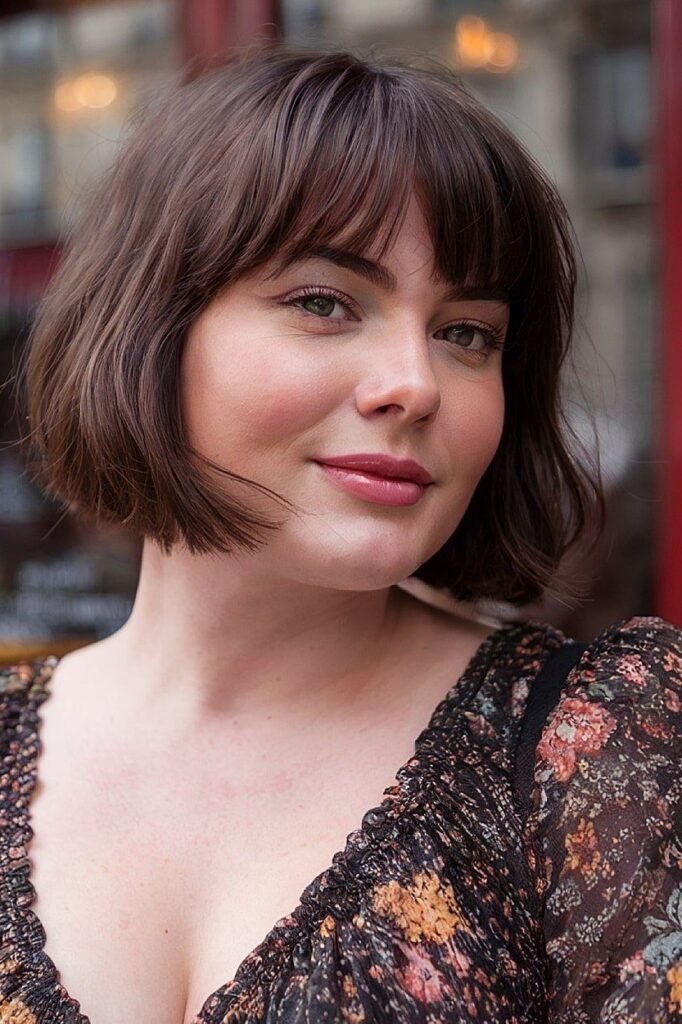 17. Classic Short French Bob with Blunt Straight Bangs