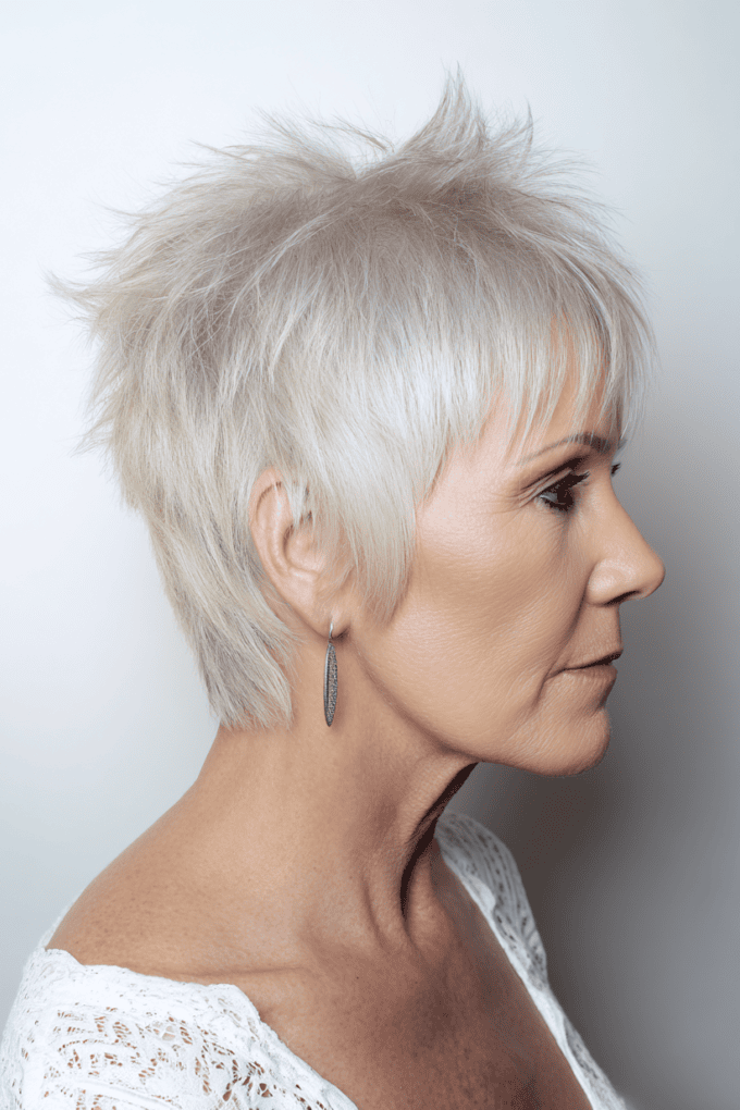 17. Spiky Layered Pixie Cut with Textured Fringe