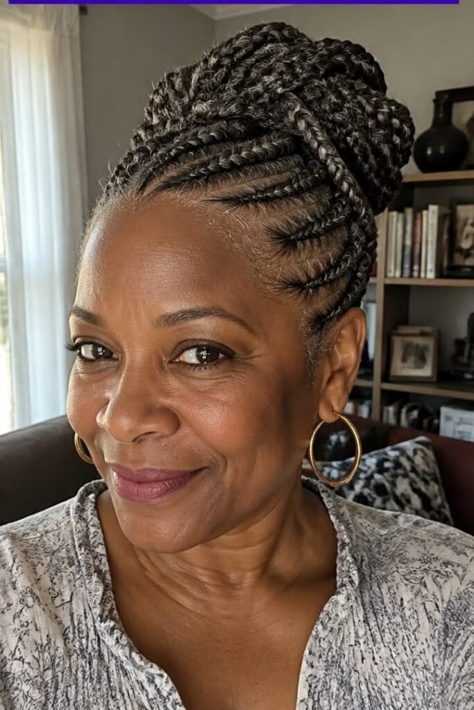 17. Tucked Under Braided Bob Cut with Natural Roots
