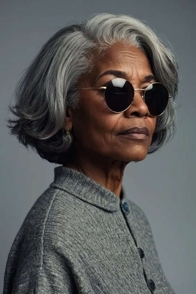 17. Voluminous Silver Feathered Bob