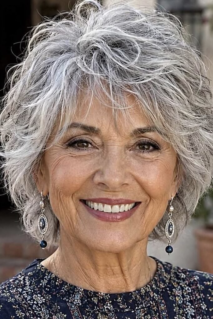 17. Voluminous Textured Silver Shag with Soft Layers