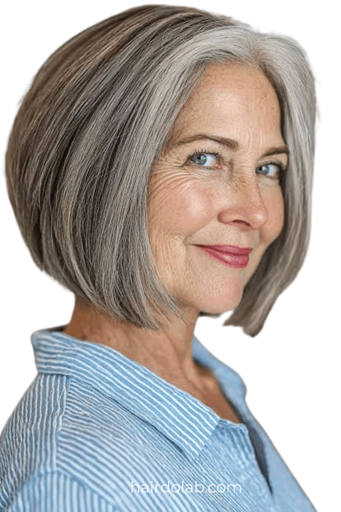 18. Classic Smooth Silver Bob with Subtle Inward Curve