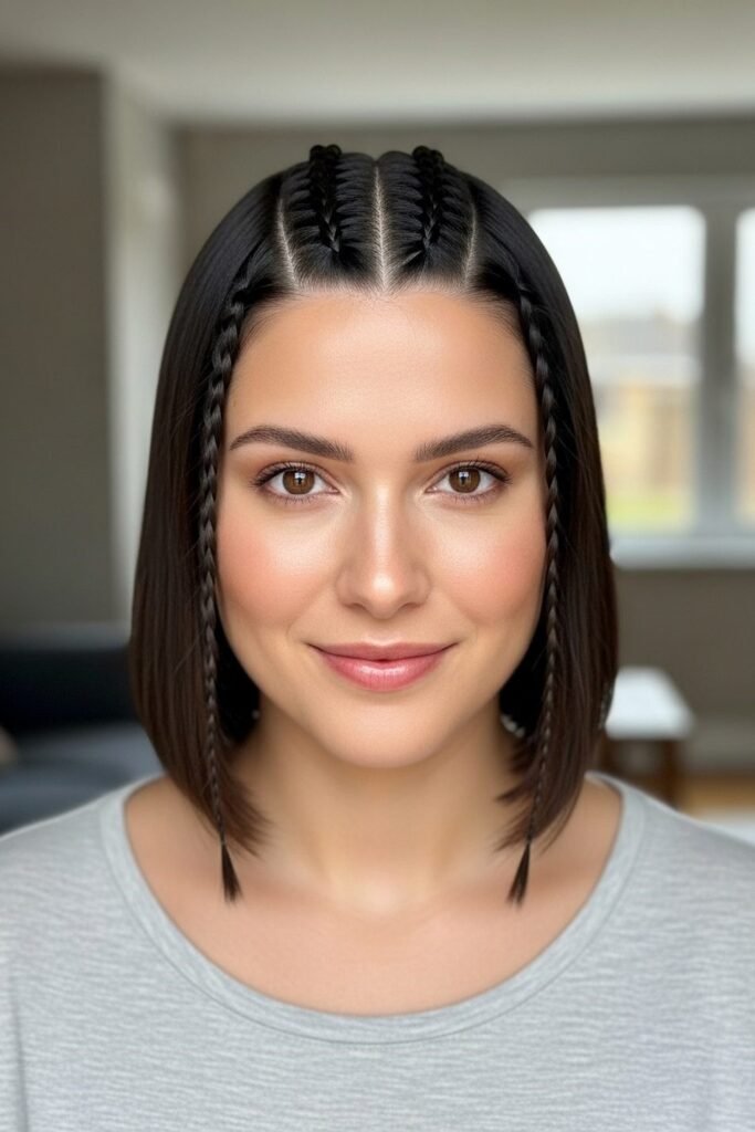 18. Short Micro-Braided Bob with Natural Ends