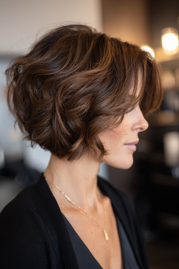 18. Voluminous Dark Chestnut Layered Bob