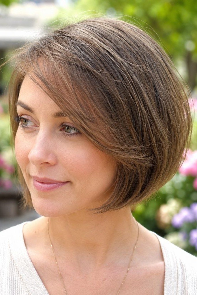 19. Classic Voluminous Bob with Deep Side-Swept Bangs