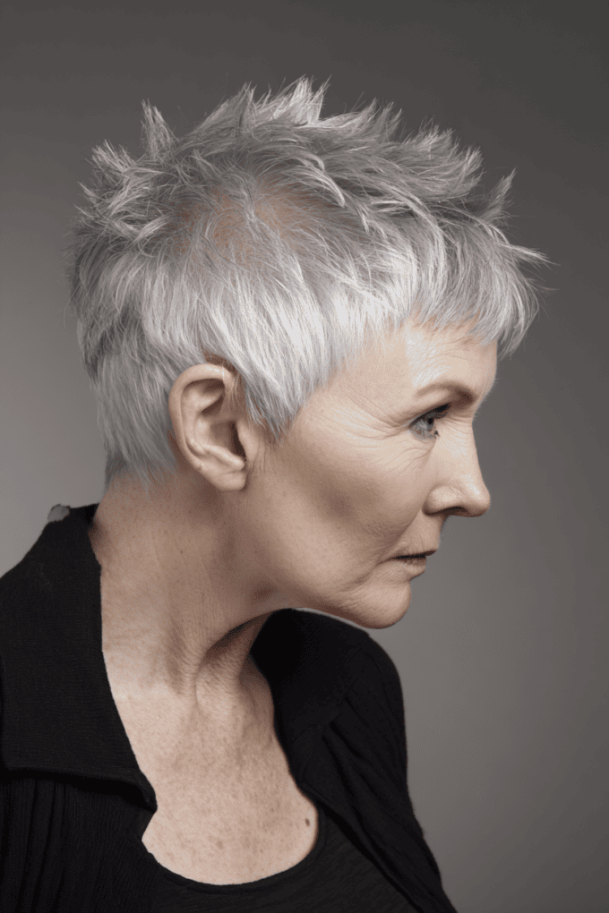 19. Closely Cropped Silver Pixie with Fine Spikes
