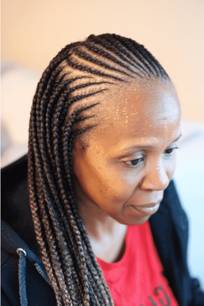 19. High Braided Crown Bun with Sleek Cornrows