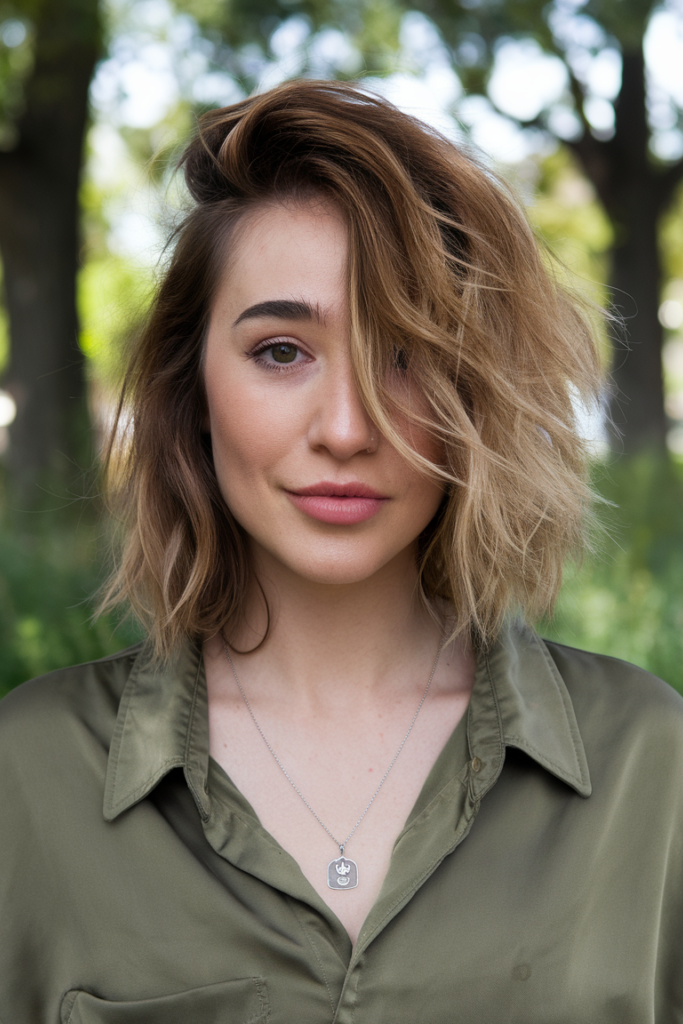 19. Side-Parted Tousled Ombré Bob