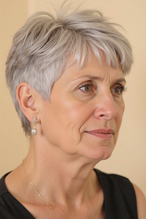19. Soft Short Silver Pixie Cut with Fine Texture