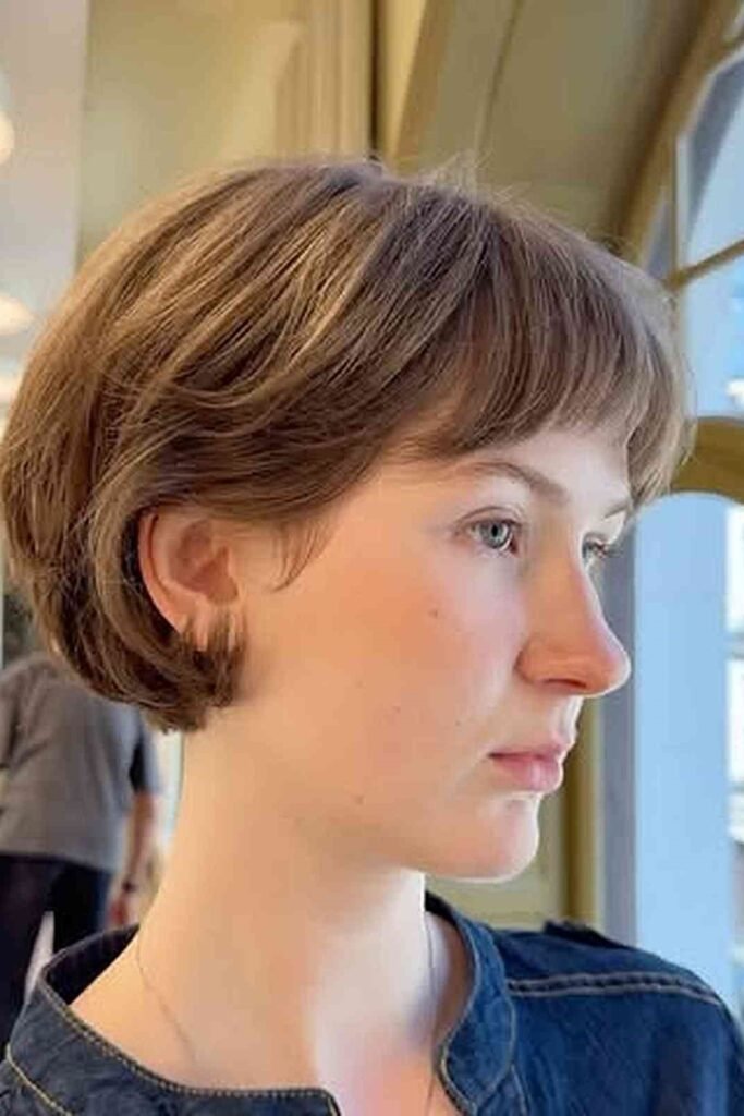 2. Classic Rounded French Bob with Short Micro Bangs