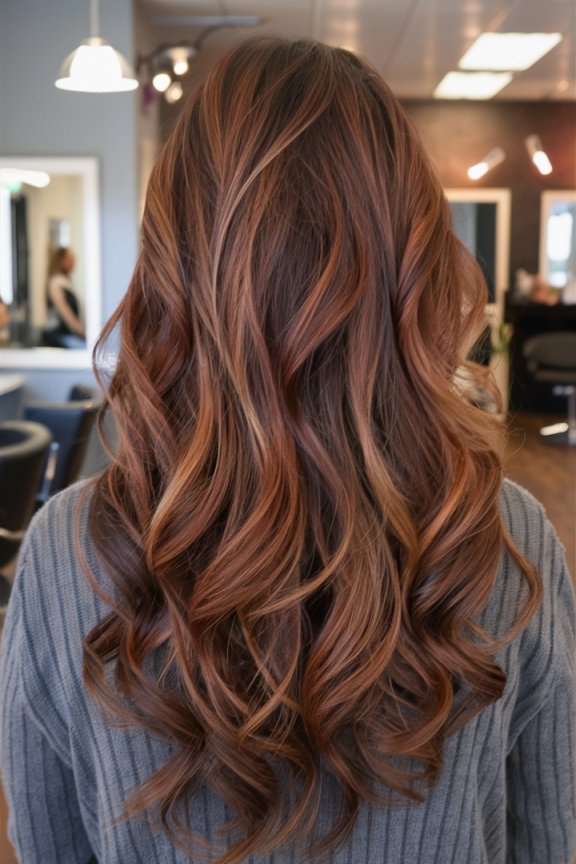 2. Soft Cascading Waves in Rich Auburn and Copper Tones
