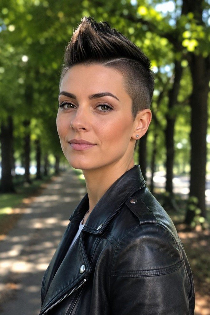 2. Spiky Faux Hawk Pixie with Shaved Sides