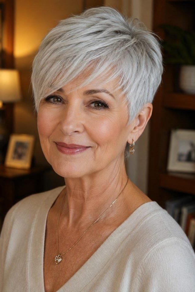 2. Tapered Pixie Cut with Side-Swept Bangs