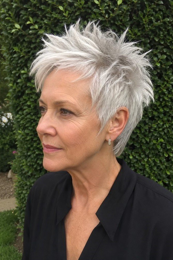 2. Textured Silver Pixie with Crown Spikes