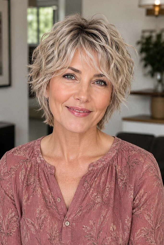20. Blonde Textured Pixie Shag with Light Wispy Bangs
