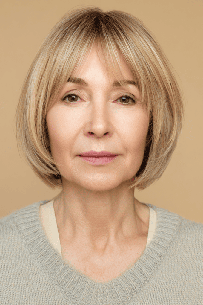 3. Classic Blonde Bob with Soft Wispy Bangs