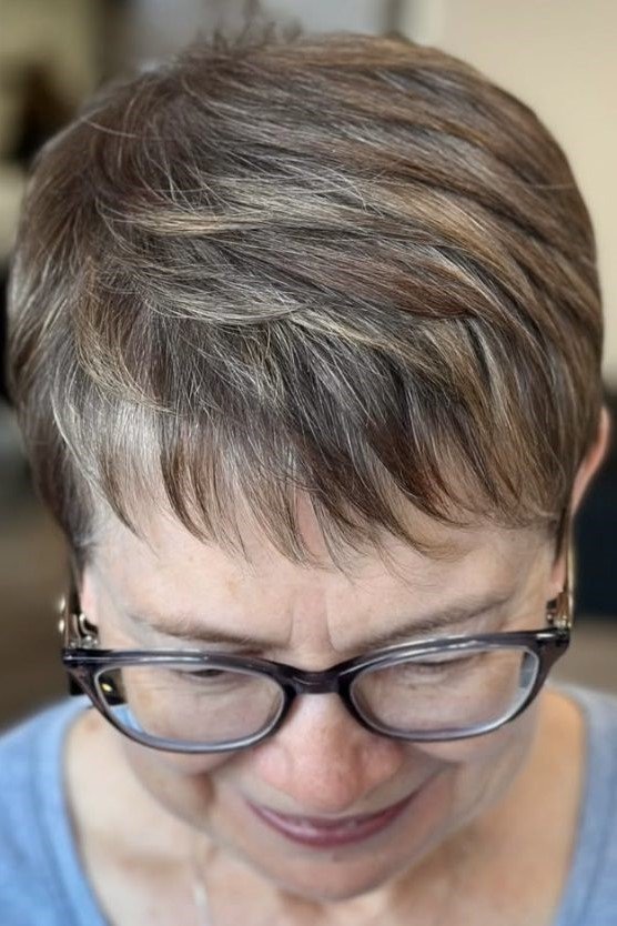 3. Fine Layered Grey and Brown Crop with Forward-Swept Fringe