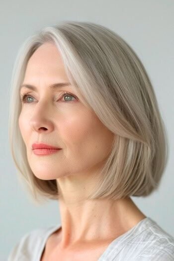 3. Platinum Blonde Straight Bob with Soft Face-Framing Layers