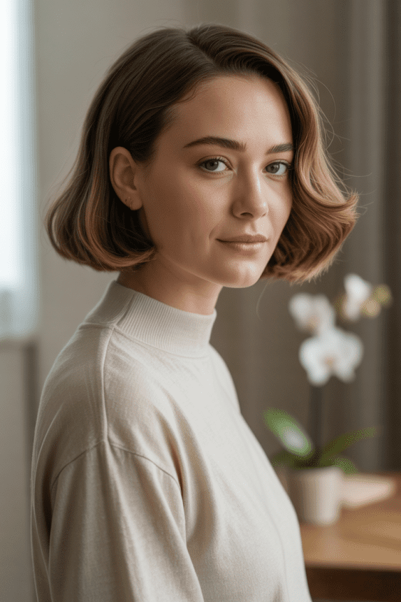 3. Soft Wavy Light Brown Bob with Subtle Side Part