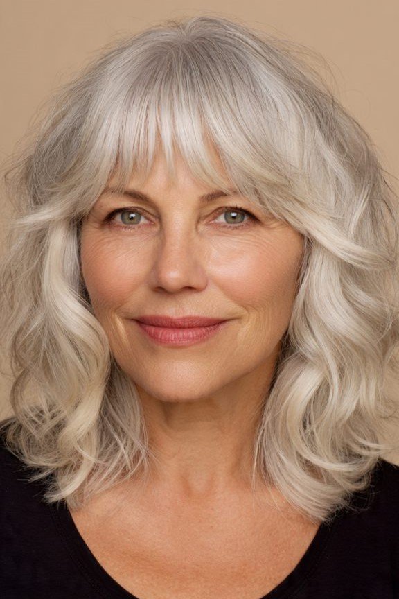 3. Wavy Silver Shag with Wispy Fringe